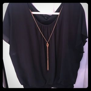 Black classic chiffon overlay top.